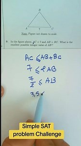 Calculate the minimum and possible value for the side length of an isosceles triangle. #maths #sat