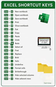 MS Excel 📊 Shortcut Keys🔥 #excelshortcuts #exceltips #microsoftexcel #computertraining #TechHome | Tech Home