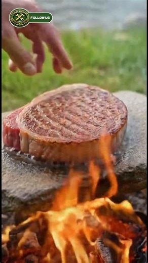 Cooking Steak on a Hot River Stone | ASMR