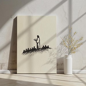 Die Fütterung der 5000, minimalistischer Stil, Bibel-Kunstdruck, Bibelgeschichte, druckbare Bibelkunst, Bibelskizze - Etsy.de