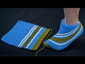 The easiest knitted slippers out of a square - a detailed tutorial!