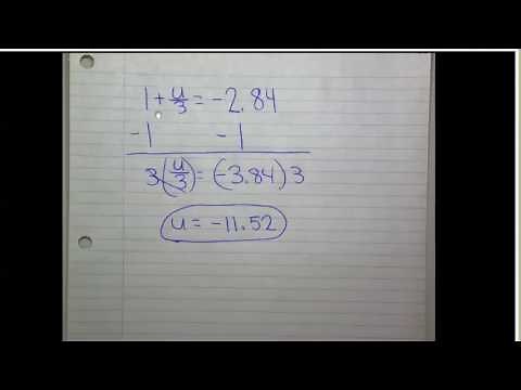Solving a two-step equation with signed decimals