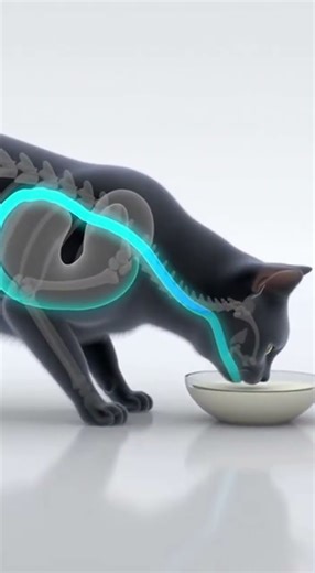 This Is What Happens When a Cat Drinks Milk #CatAnatomy #CatDigestion #MedicalAnimation #XRayView