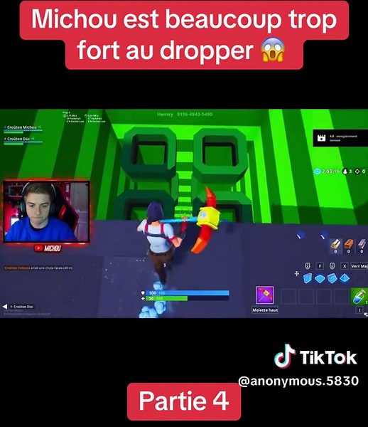 Michou est beaucoup trop fort au dropper 😱 #fyp #michou #fortnite #pourtoi #inoxtag