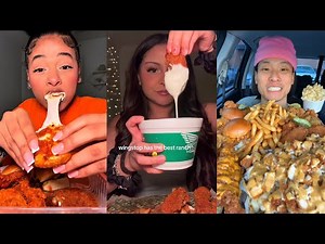 TIKTOK Mukbang Compilation | Chili's, Wingstop, Dave's Hot Chicken, Cane's & More!