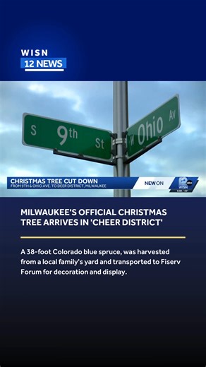 7.2K views · 41 reactions | Milwaukee's official Christmas tree, a 38-foot Colorado Blue Spruce, was harvested from a family's yard and transported downtown to Fiserv Forum for decoration Wednesday morning. Read more: tinyurl.com/44prb4ed | WISN 12 NEWS | Facebook