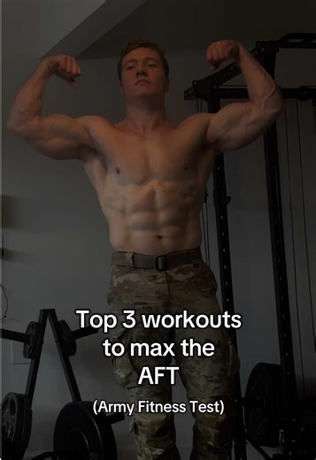 Comment “AFT” and I’ll DM you a full weekly split so you can start maxing your PT test 🙌 - #AFT #militaryfitness #army #armystrong #armyfitness
