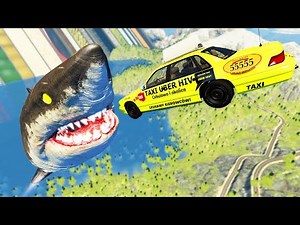 Crazy Jumping In The Mouth Of A Huge Shark - Beamng Drive TrainWorld