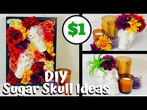 Dollar Tree DIY | DIY Sugar Skull Decor | Glam Halloween 2020 | Day of the Dead Decor | Skull Crafts