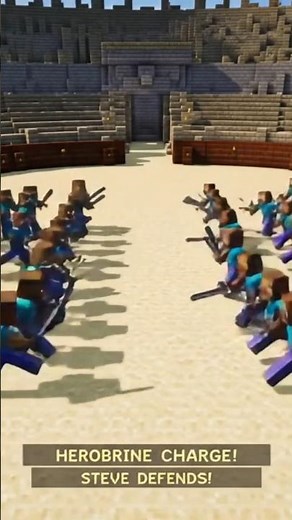 1000 Herobrines vs 1000 Steves - Epic Battle in Bull Arena! | Minecraft Fight Simulation #minecraft