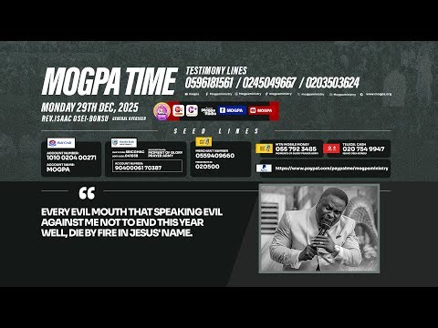 SILENCING THE MOUTH OF THE ACCUSER || MOGPA TIME WITH REV O B || 29 - 12 - 2025