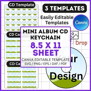 Mini Album CD Keychain Template SVG Editable Canva Printable PDF Cut File - Etsy