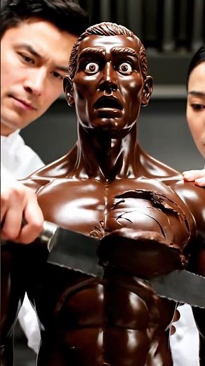 THE CHOCOLATE MAN CAME ALIVE! 😱 People Cutting a GIANT Edible Statue! (Must Watch) #chocolatesculpt