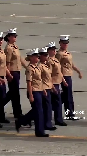 Female Marines Marching in Formation