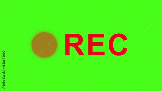 Blinking Red Circle With Video Recording Text on Green Screen Animation, 4k Stock Video