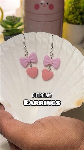 Diy cute earrings from my handmade clay | Cold Porcelain Craft #claycraft #claycraft