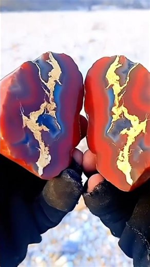 ​Is This Real? Rare RED & GOLD Pattern Inside This Geode! ✨ #viral #shorts