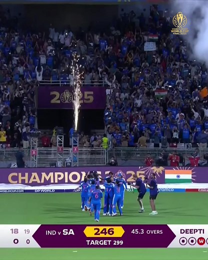 India have their crowning moment in Navi Mumbai 🤩🏆 The hosts clinch the #CWC25 title with a memorable win over South Africa 👏 To watch the celebrations LIVE, head to the broadcast details here 👉 http://bit.ly/46IKZtI | ICC Cricket World Cup