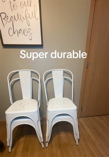 These 4 pack of metal kitchen table chairs are super durable, long lasting, easy to clean and super cute if you like the farmhouse style.