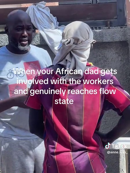 African Dad's Flow State: Hilarious Work Involvement