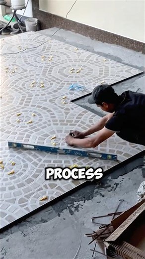 The tiling process is underway.