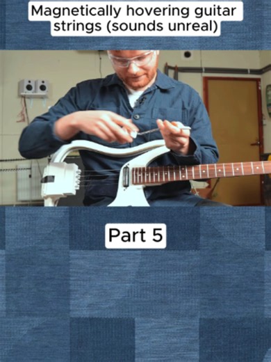 Magnetically hovering guitar strings (sounds unreal) #guitar #fyp #viral