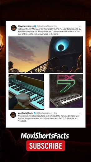 In this scene in DreamWorks' Monsters Vs. Aliens the President plays Axel F by Harold Faltermeyer