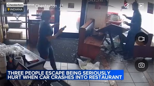 Customers run away as driver crashes into Indiana restaurant, video shows