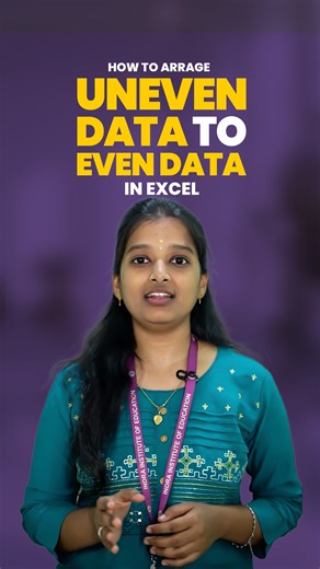 🎯 Turn Uneven Data into Even Data in Excel! Say goodbye to messy columns & misaligned rows 😩 — learn how to clean, align, and organize your data like a pro! 💻✨ Boost your Excel skills and make your sheets look professional in seconds 🔥 📚 Learn Smart. Learn Excel. Learn at IIE 💡 #ExcelTips #ExcelReels #LearnWithIIE #DataCleaning #ExcelHacks #ExcelForBeginners #OfficeSkills #IIETraining #ExcelTutorial #ProductivityTips | Indra Institute