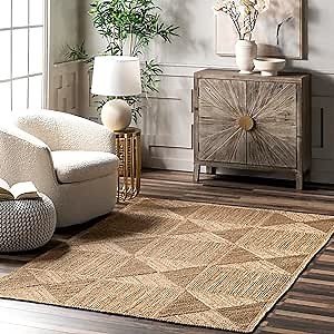 nuLOOM Sheila Modern Geometric Jute Blend Area Rug, 8x10, Natural