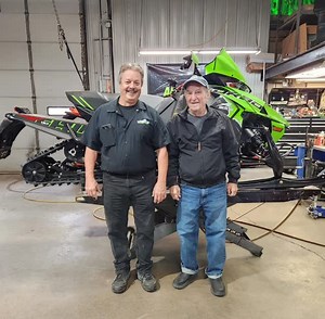 208 reactions · 10 comments | Some familiar faces here at the shop today  Bruce is bouncing in a few days to help in the back, and next to him is our oldest snowmobiler Nick still riding at 90 yrs young  #arcticcat_snow #shop #mechanic #customerappreciation #waitingforwinter | Route 12 Arctic Cat | Facebook