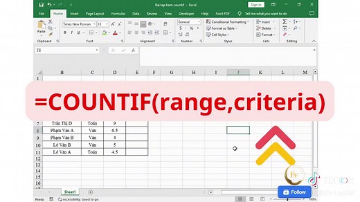 Cùng mình tìm hiểu về hàm Countif trong excel nhé #tinhocfaf #tinhocvanphong #meotinhochay #excel #countif #hamdem