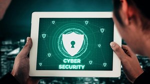 Cyber security encryption technology to protect data privacy conceptual . 3D render computer graphic .