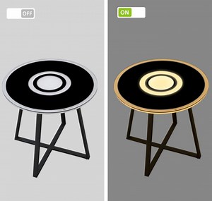 [Hot Item] Round RGB Light LED Glass Top End Coffee Table with Bluetooth Speaker