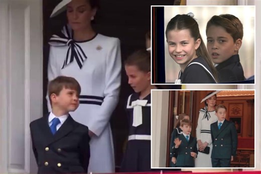 Cheeky Prince Louis pulls faces, shows off his dance moves as he joins Prince George and Princess Charlotte at Trooping the Colour