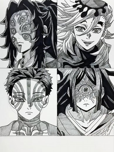 Speed Drawing Akaza and Nakime from Demon Slayer