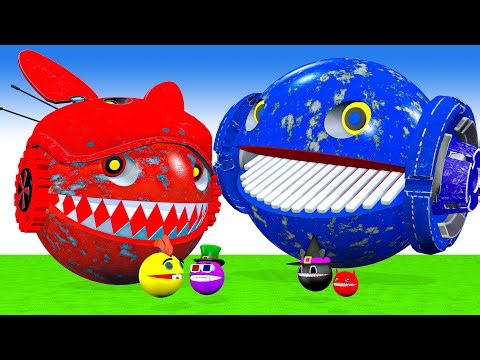 MS PACMAN & NEW RED PACMAN VS TWO YELLOW MONSTER PACMAN FIGHTING IN POKEMON #2025