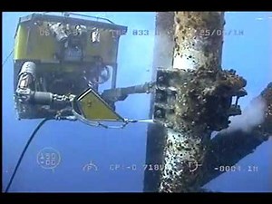 SMD's 'Quasar' Subsea ROV Doing Oil Rig Maintenance Using Jetting Tool
