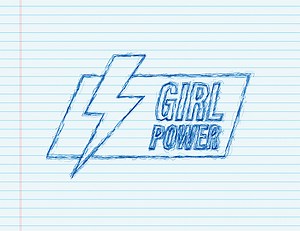 Girl power on white background. sketch icon. Strong hand symbol....