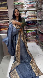 Pure bhagalpuri Tussar Ghicha silk Madhubani saree...