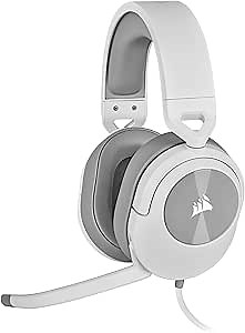 Corsair HS55 Stereo Gaming Headset (Leatherette Memory Foam Ear Pads, Lightweight Construction, Omni-Directional Microphone, Multi-Platform Compatibility with Included Y-Cable Adapter) White (Renewed)