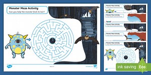 Monster Maze Activity Worksheets