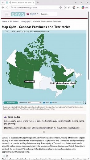 Ekvis Canada Provences And Territories Location Map Quiz Short