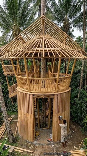 The entire process of building a bamboo treehouse, from start to finish. #BambooTreehouse