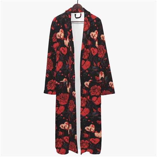 Mens Bathrobe Dark Romantic Rose Heart Splatter Red Black Gothic Loungewear Robe - Etsy