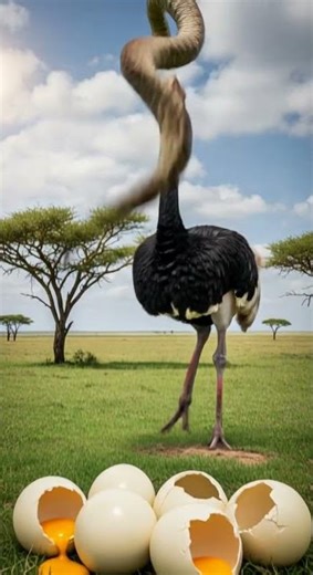 Python Broke Ostrich Eggs The Ostrich's Unexpected Escape #wildlife #python #ostrich
