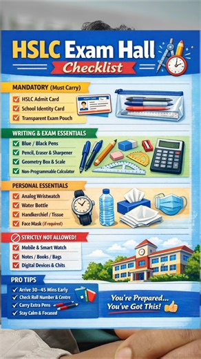 Things to Carry to the HSLC Clas X -- Exam hall ✅#hslcexam2026 #hslc