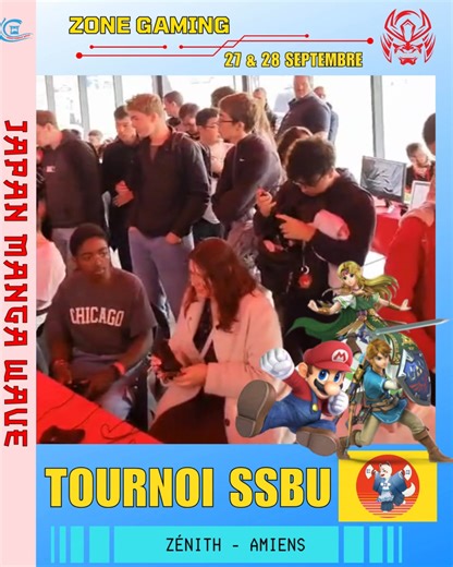 🔥🎮 Le tournoi Super Smash Bros Ultimate de ce samedi 27 septembre est officiellement lancé dans la Zone Gaming du Japan Manga Wave Amiens ! 💥 L’ambiance est électrique : 32 participants s’affrontent déjà manette en main, sous les applaudissements d’un public survolté. ✨ La hype est à son maximum, les matchs sont intenses et chaque combo fait vibrer la salle ! ⚡ Qui sera le grand champion de cette édition ? 👑 📍 Rendez-vous à la Zone Gaming – Zénith d’Amiens pour vivre cette énergie unique ! 