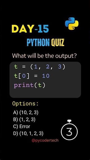 Python Tuple Quiz | Why This Code Fails #programmingquiz #codequiz #pythonquiz