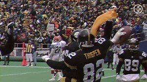 #OTD in 1995, Yancey Thigpen took it into the end zone to secure the Divisional Round victory over the Browns. #TBT #CLEvsPIT: Sunday at 8:15 on NBC | Pittsburgh Steelers